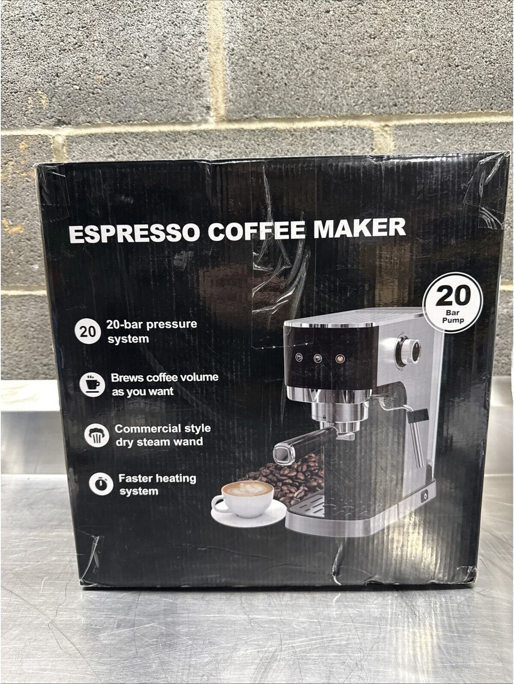 WHALL Touchscreen Espresso Machine 20 Bar w/ Milk Frother Stainless NEW